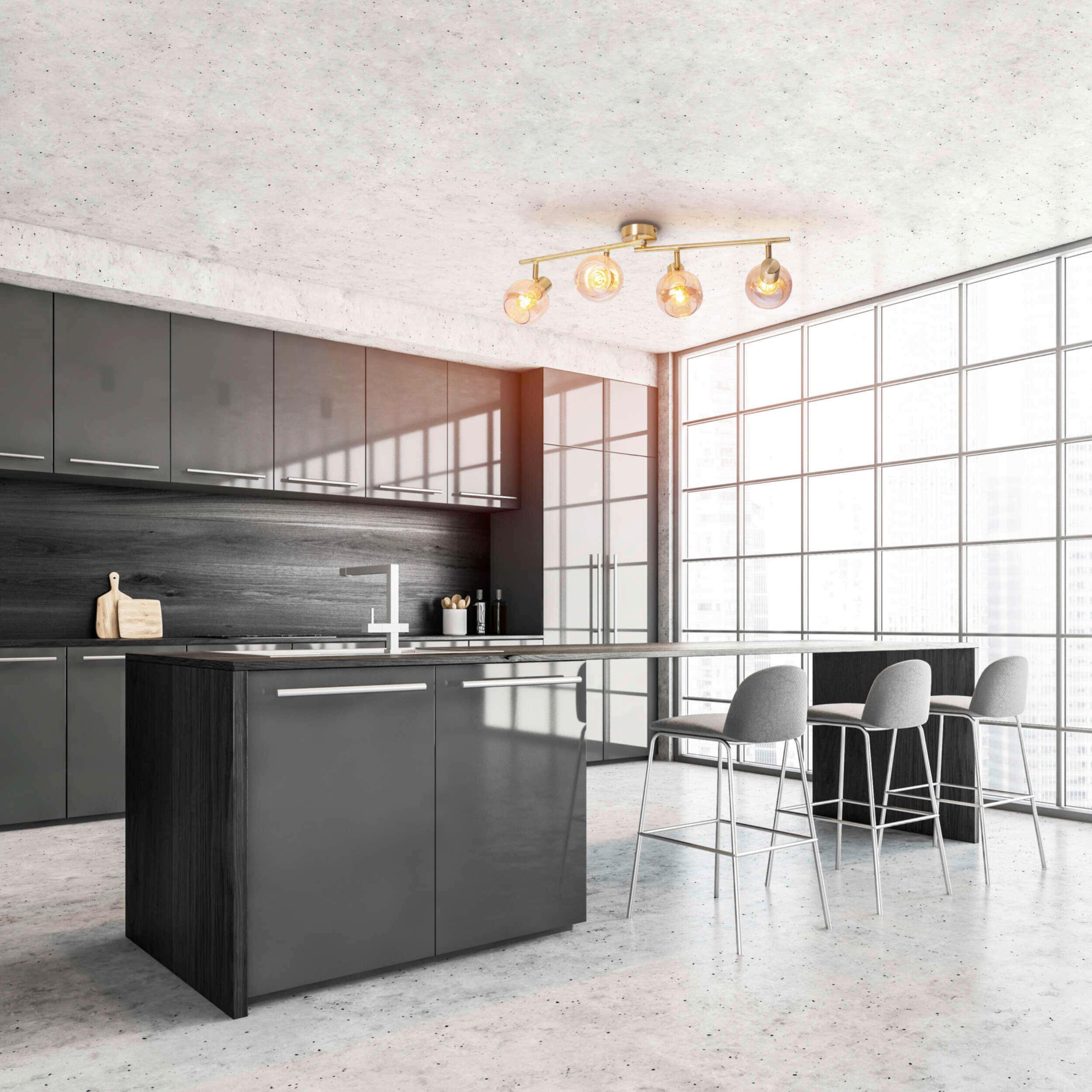 Deckenleuchte Libby - Messingfarben, Design, Glas/Metall (80/80/20cm) - Näve