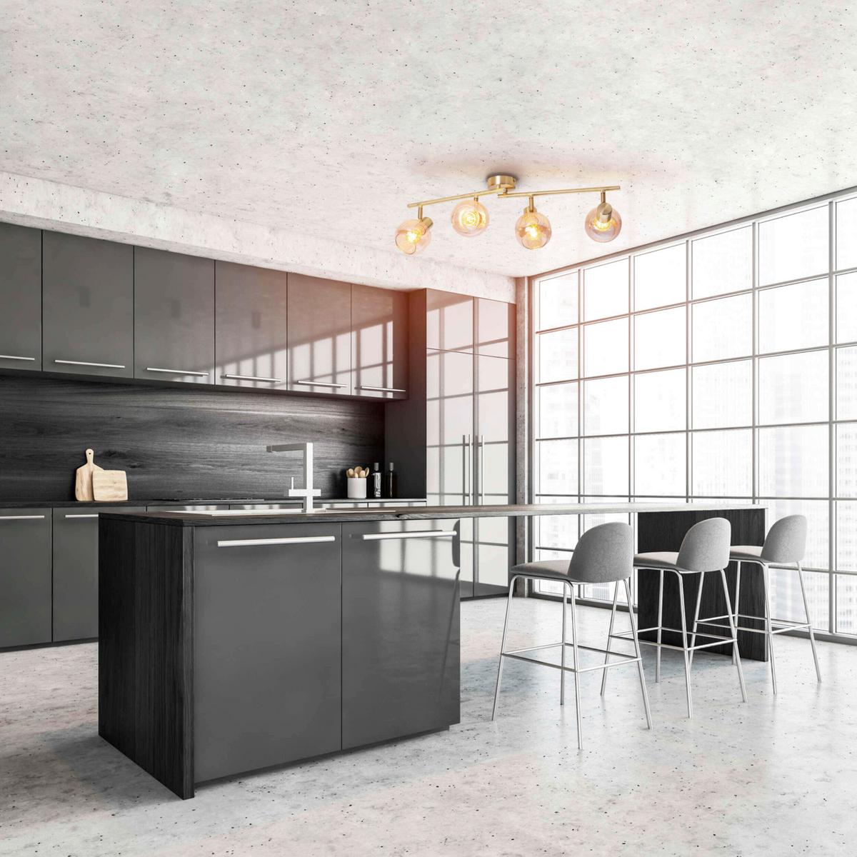 Deckenleuchte Libby - Messingfarben, Design, Glas/Metall (80/80/20cm) - Näve