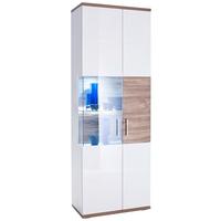 Vitrine Luzern B: 70 cm Weiß/Eichefarben - Eichefarben/Weiß, Design, Glas/Holzwerkstoff (70/199/37cm) - Livetastic