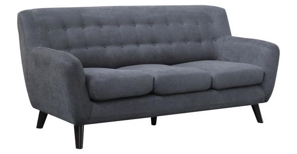 Dreisitzer-Sofa Monaco, Mikrofaser - Dunkelgrau/Schwarz, MODERN, Textil (181/82/85cm) - Luca Bessoni