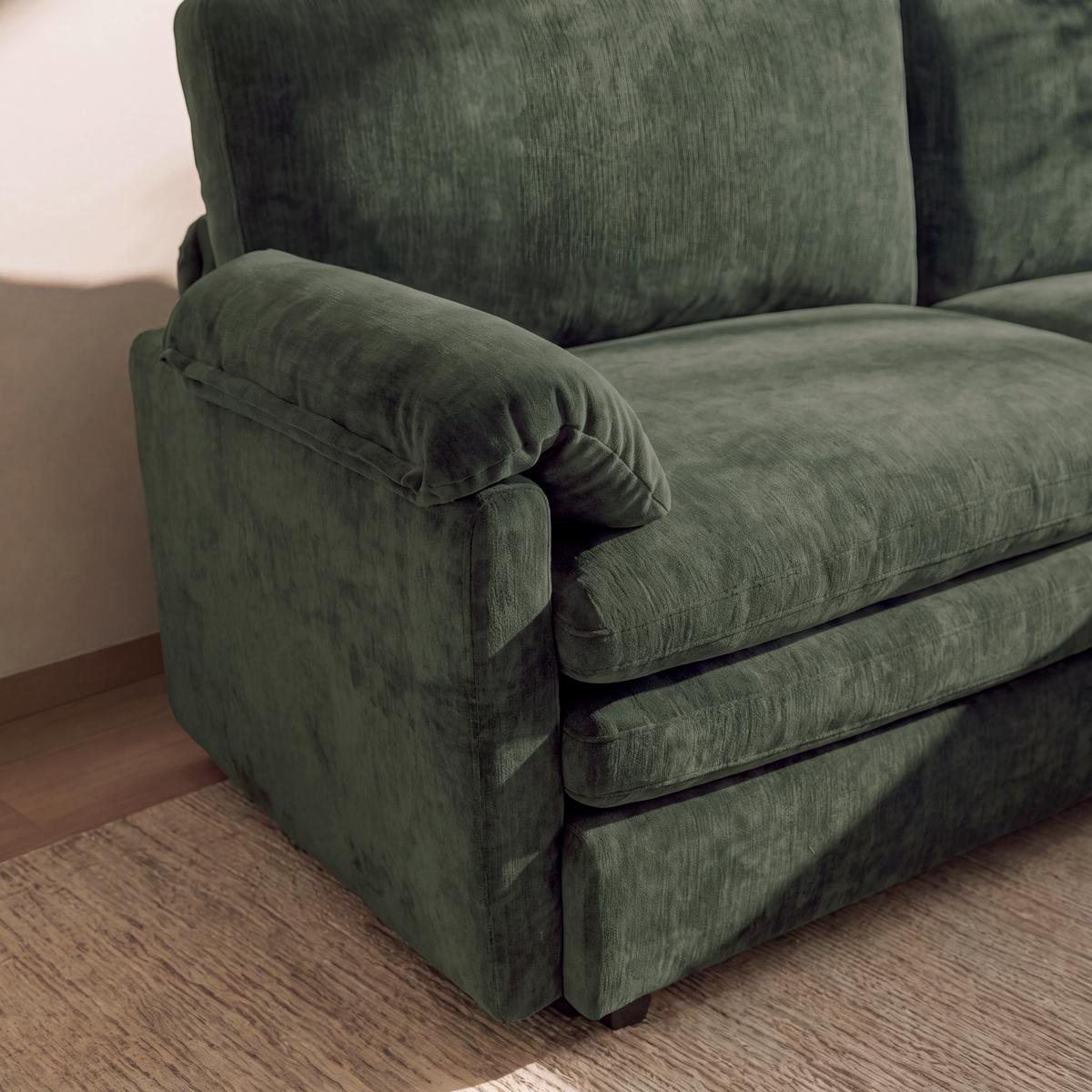 2-dielna súprava ALESSIA, zelená ženilka, max. 360 kg - čierna/zelená, Modern, drevo/textil (188/137cm) - Bessagi Home