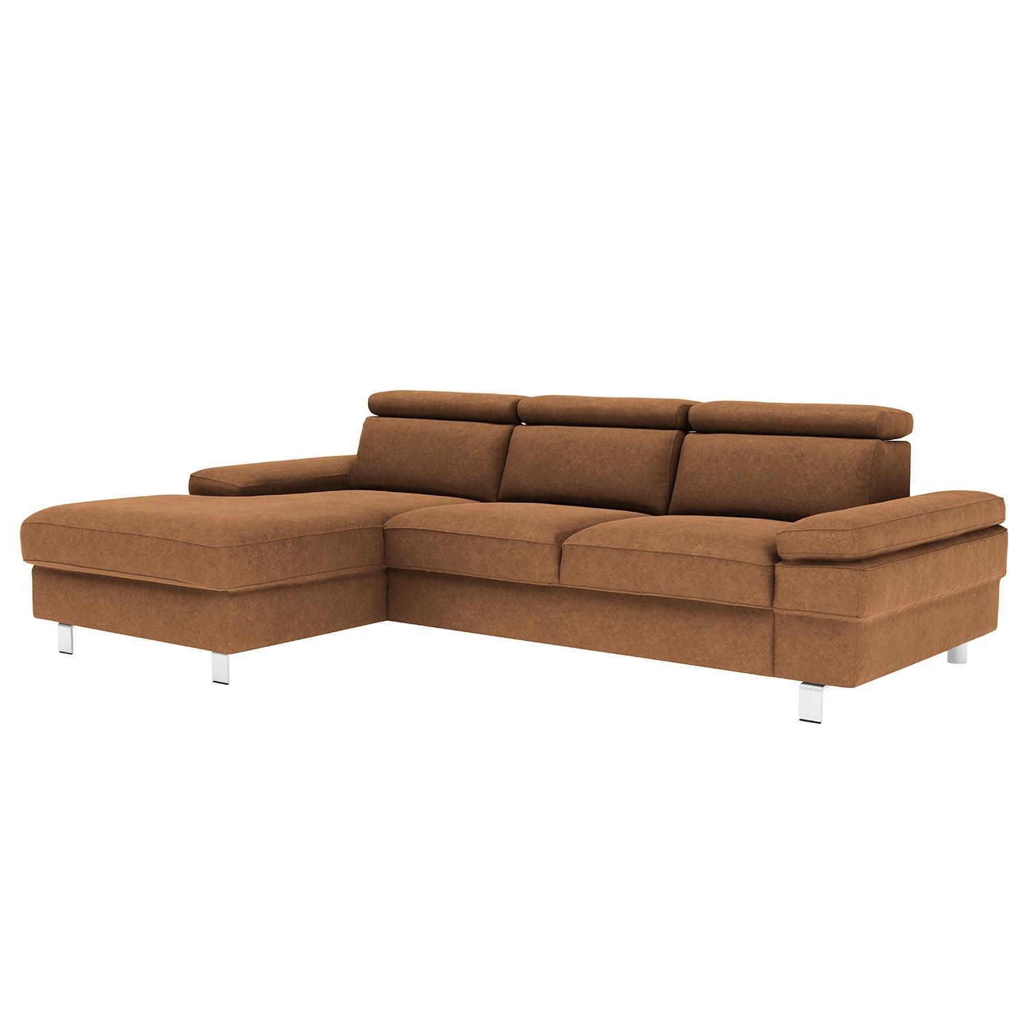 Ecksofa Elvis, Braun S: 182x259 Cm - Silberfarben/Braun, KONVENTIONELL, Textil (182/259cm) - Trendmanufaktur