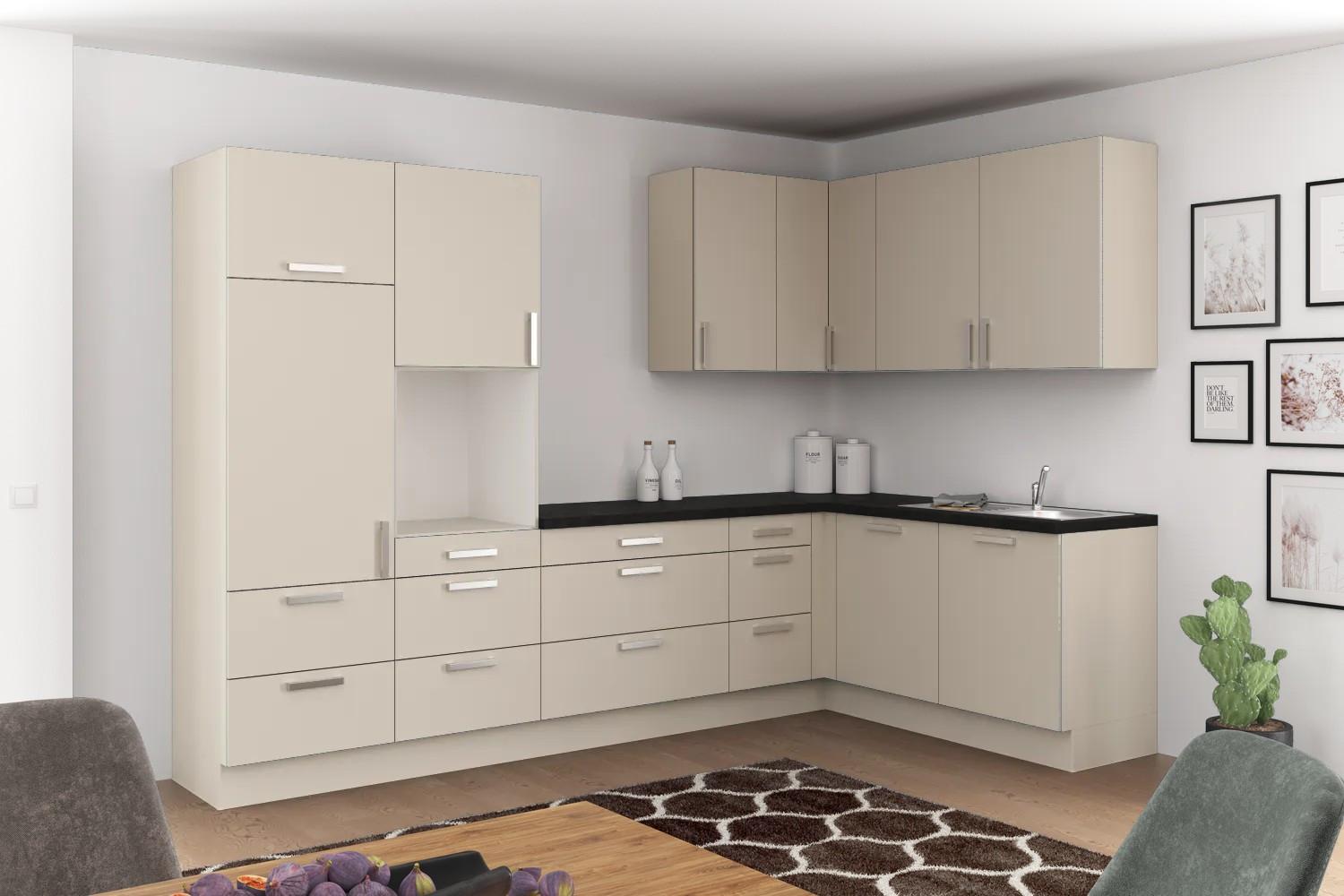 Eckküche Ip1200 Ohne Geräte 320x185 Cm Kieselgrau