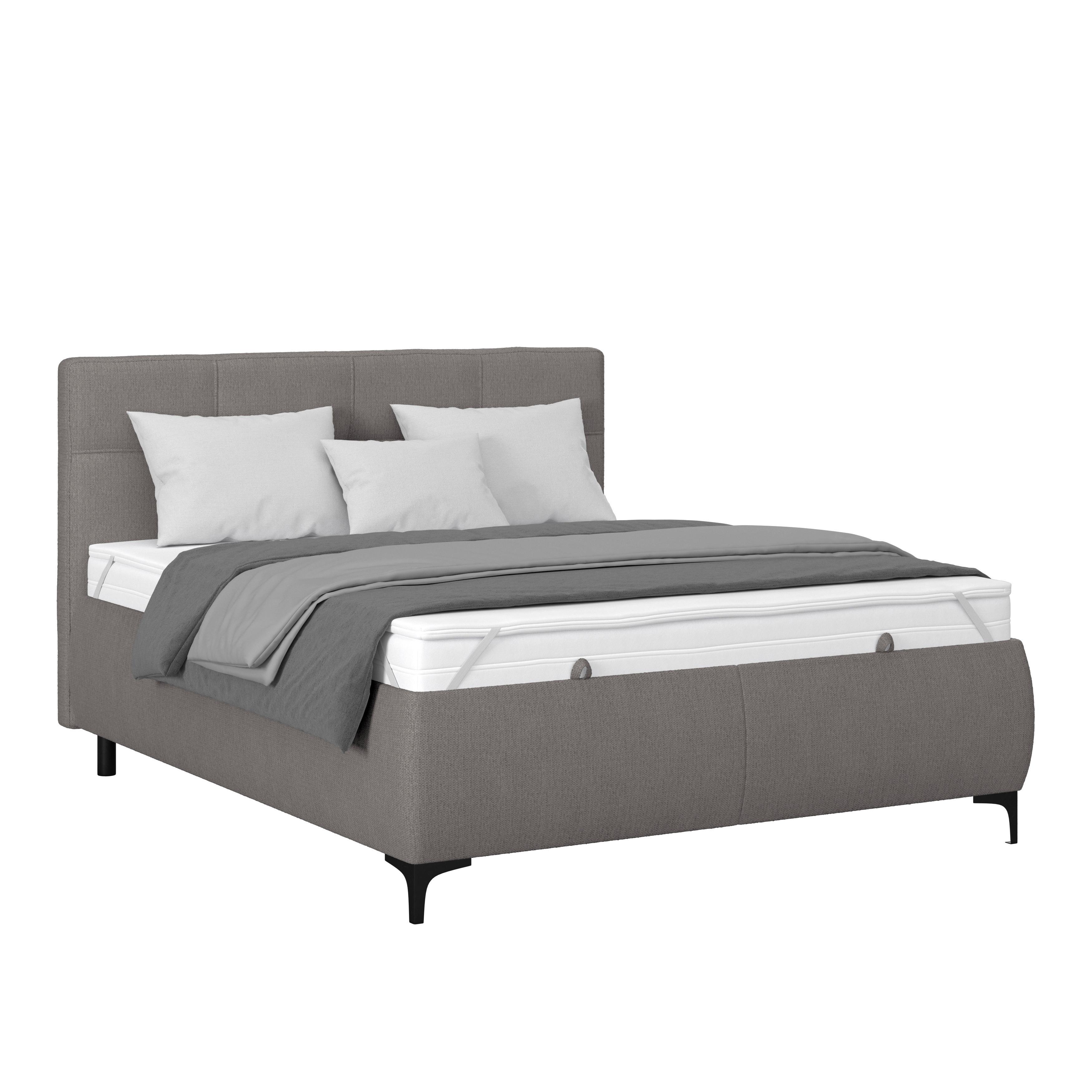 Polsterbett Zeni 140 - Anthrazit/Schwarz, KONVENTIONELL, Holz/Textil (140/200cm)