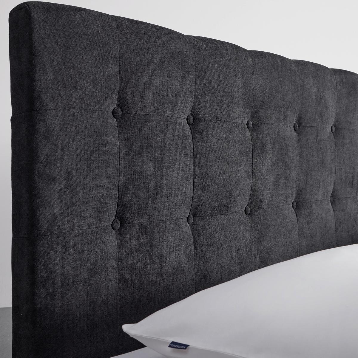 Čalúnená posteľ RONJA čiera - čierna/prírodná farba, Modern, kov/drevo (180/200cm) - Bessagi Home