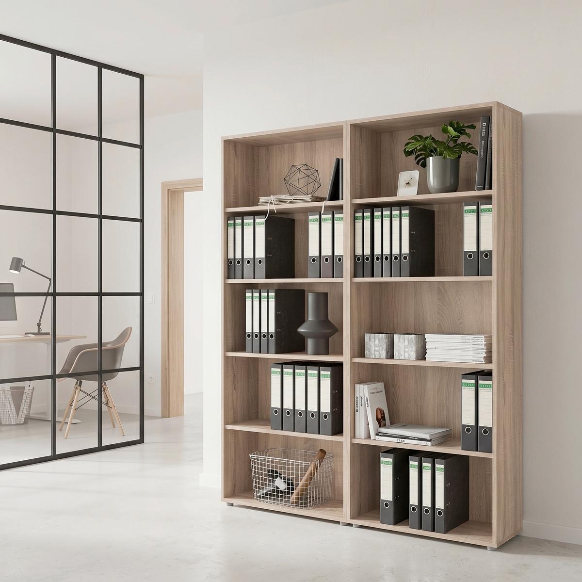 Aktenregal Office Edition Sonoma Eiche Dekor B: 168,8cm - Silberfarben/Sonoma Eiche, MODERN, Holzwerkstoff (168,8/185,6/33cm) - MID.YOU
