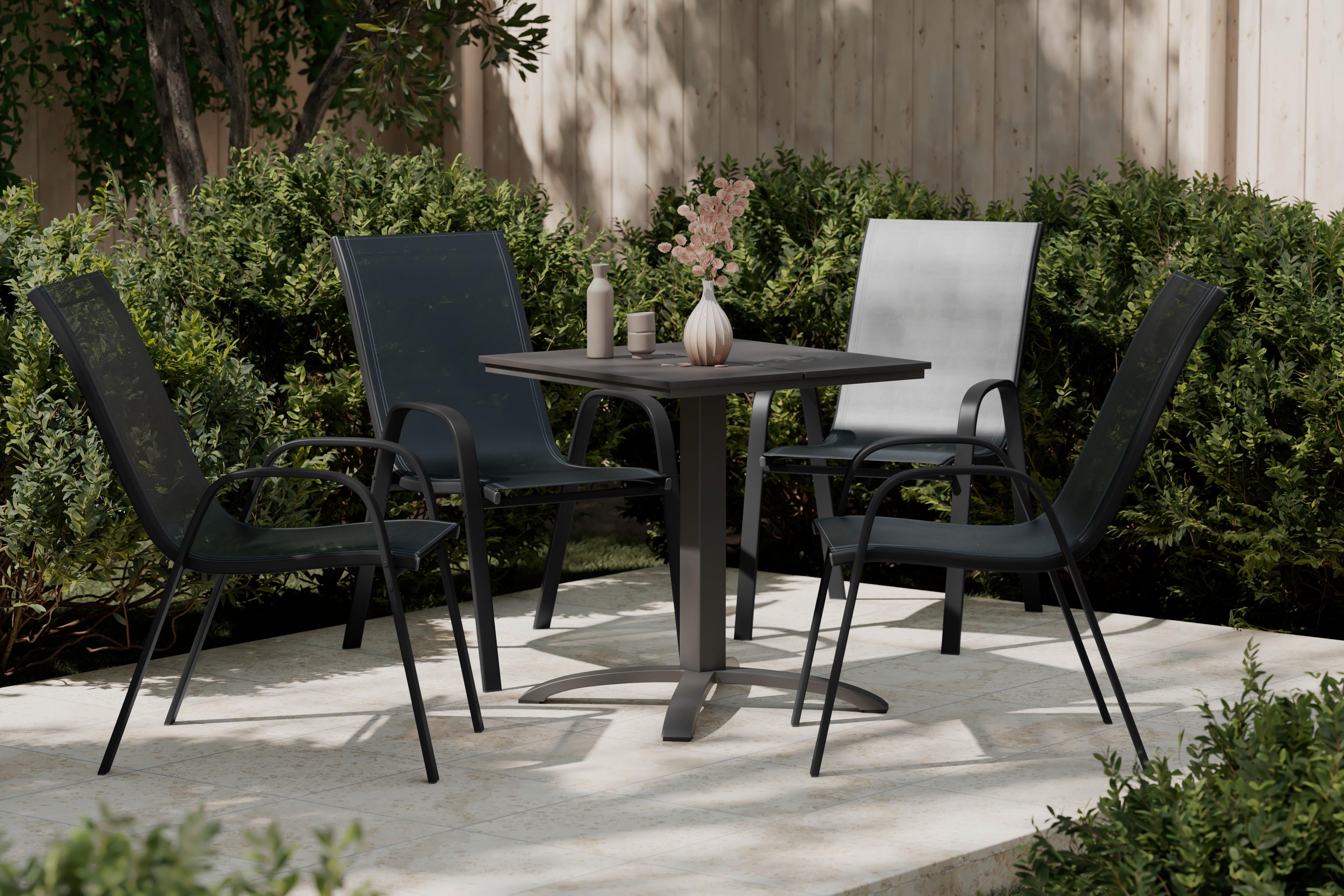 Gartensessel Paula 4er Set Metall/Textil - Schwarz, MODERN, Textil/Metall (54/90/72cm) - Ondega