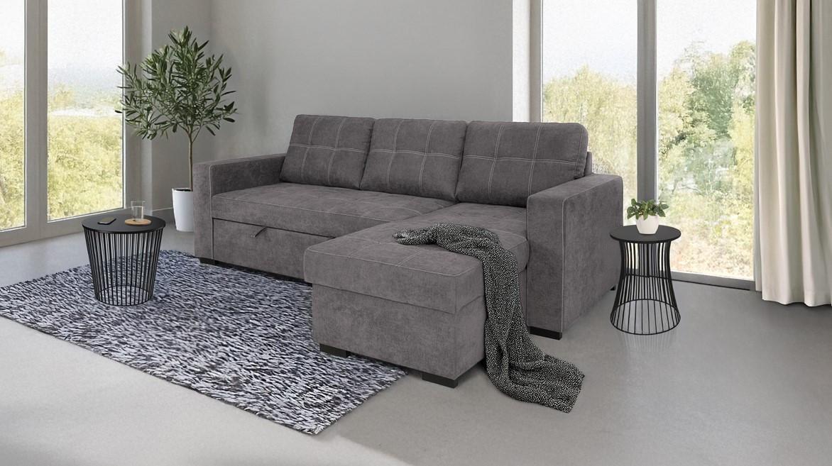 Sedacia súprava TURIN, tmavě šedá - černá/tmavě šedá, Design, kov/dřevo (239/87/160cm)