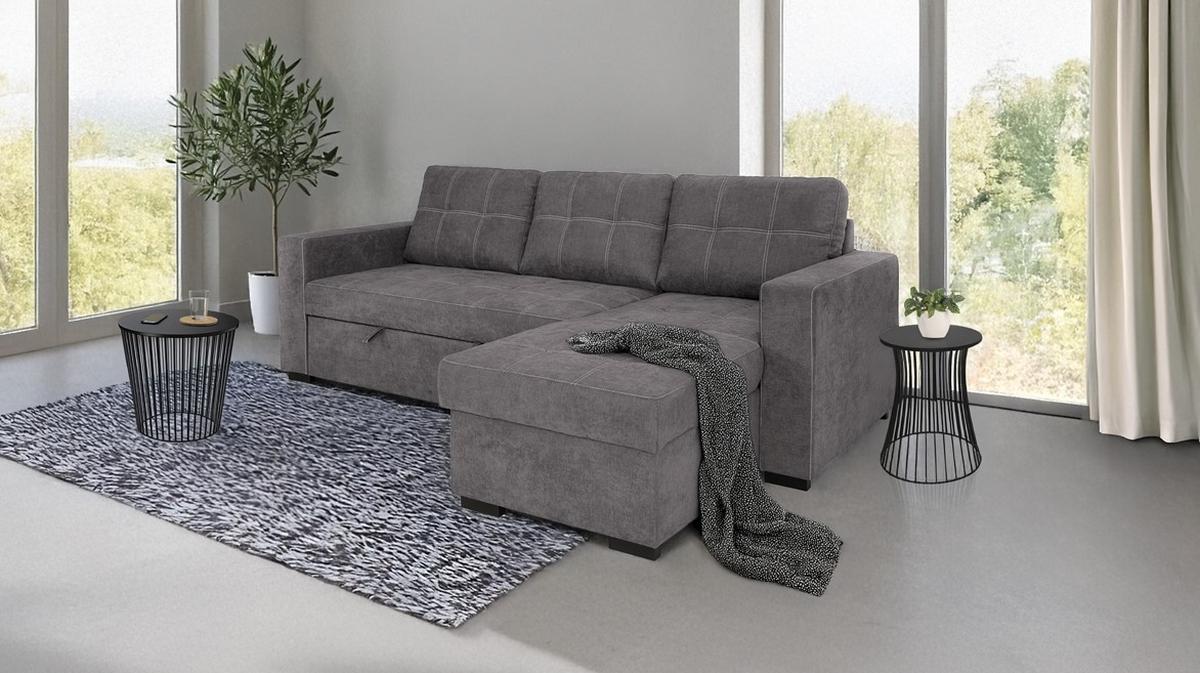 Sedacia súprava TURIN, tmavě šedá - černá/tmavě šedá, Design, kov/dřevo (239/87/160cm)