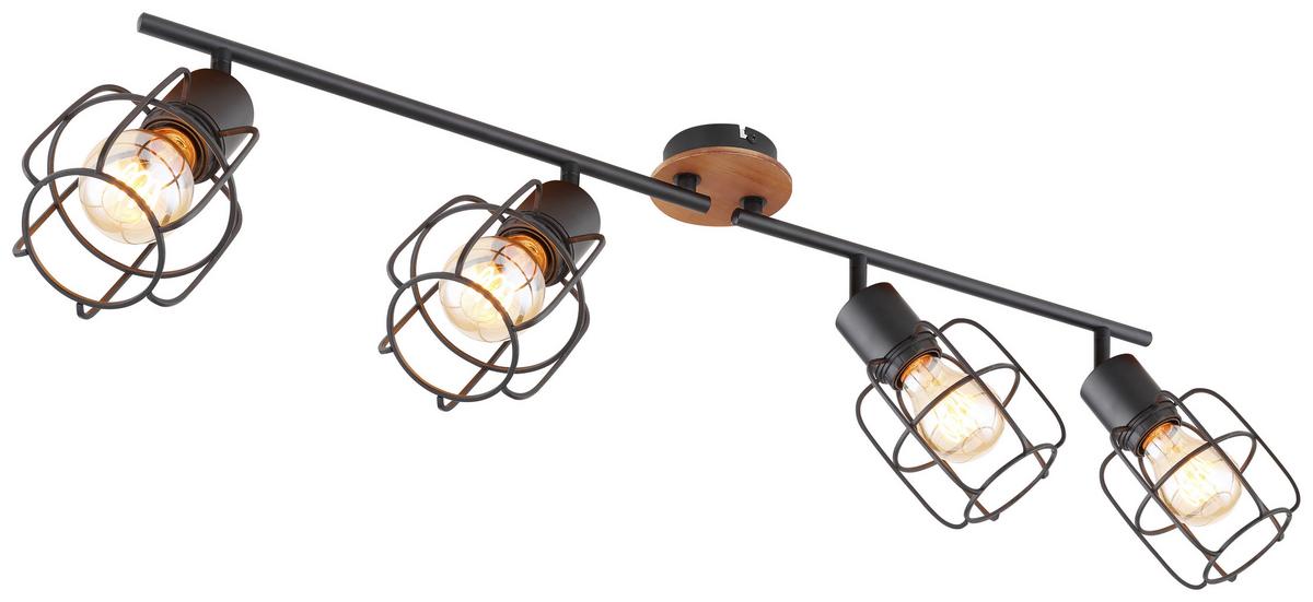 Strahler Willa 4-flammig Verstellbar L: 80 Cm - Schwarz/Braun, Basics, Holz/Metall (80/11/24cm) - Globo