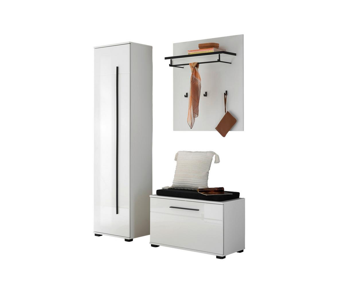 GARDEROBE Cantara Weiß/Weiß HG B: 140cm - Weiß Hochglanz/Weiß, MODERN, Holzwerkstoff (140/201/39cm) - MID.YOU