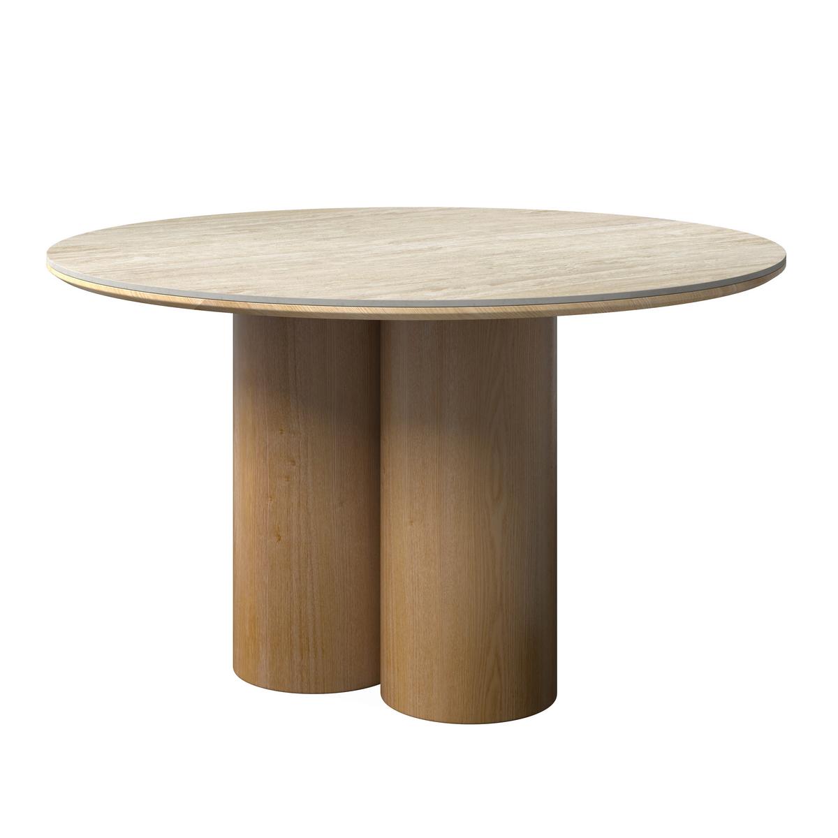 Jedálenský stôl Kiano, P: 130 cm - prírodná farba/krémová, Modern, drevo/kompozitné drevo (130/75cm) - Bessagi Home