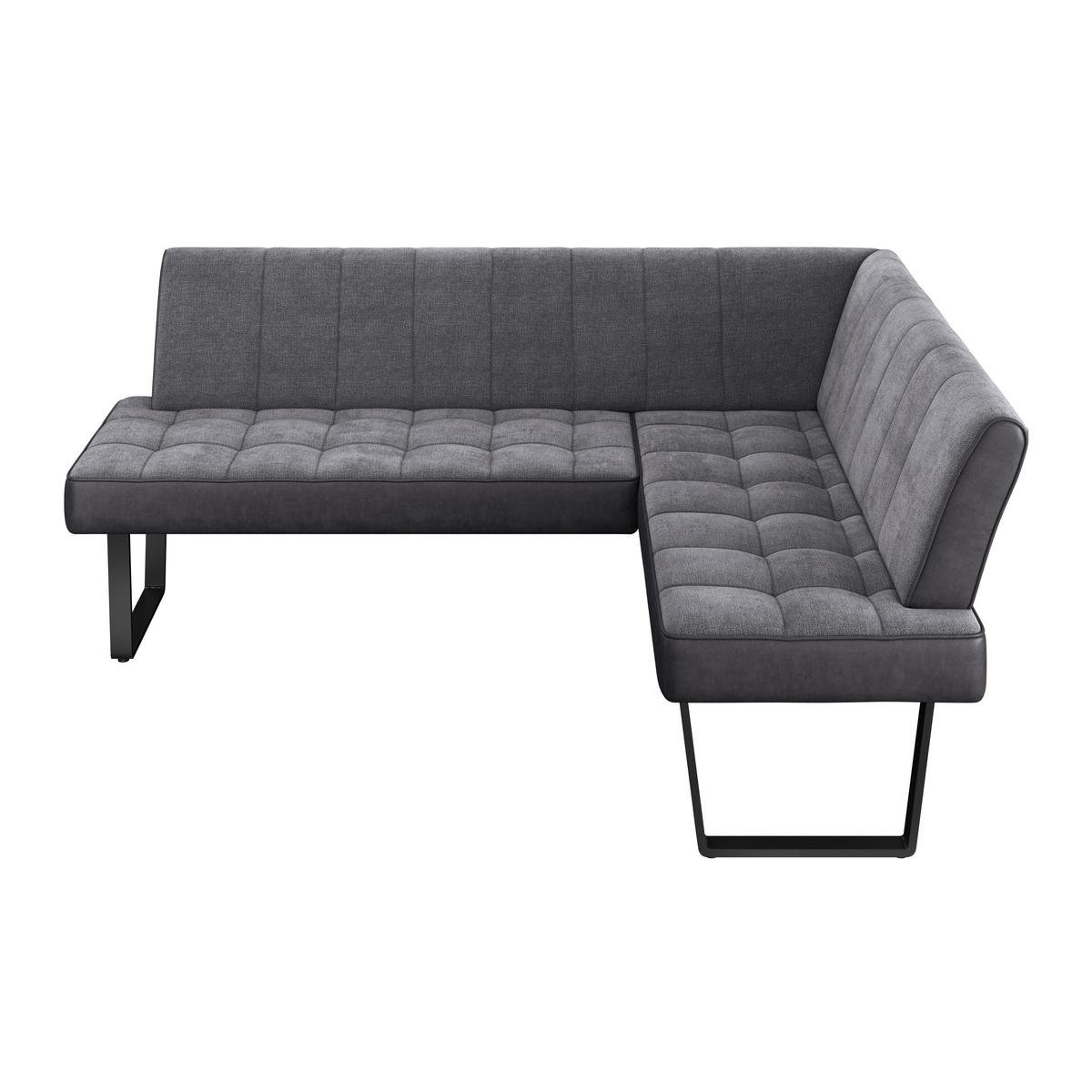 Eckbank Pag - Schwarz/Grau, KONVENTIONELL, Textil/Metall (200/160cm) - MID.YOU