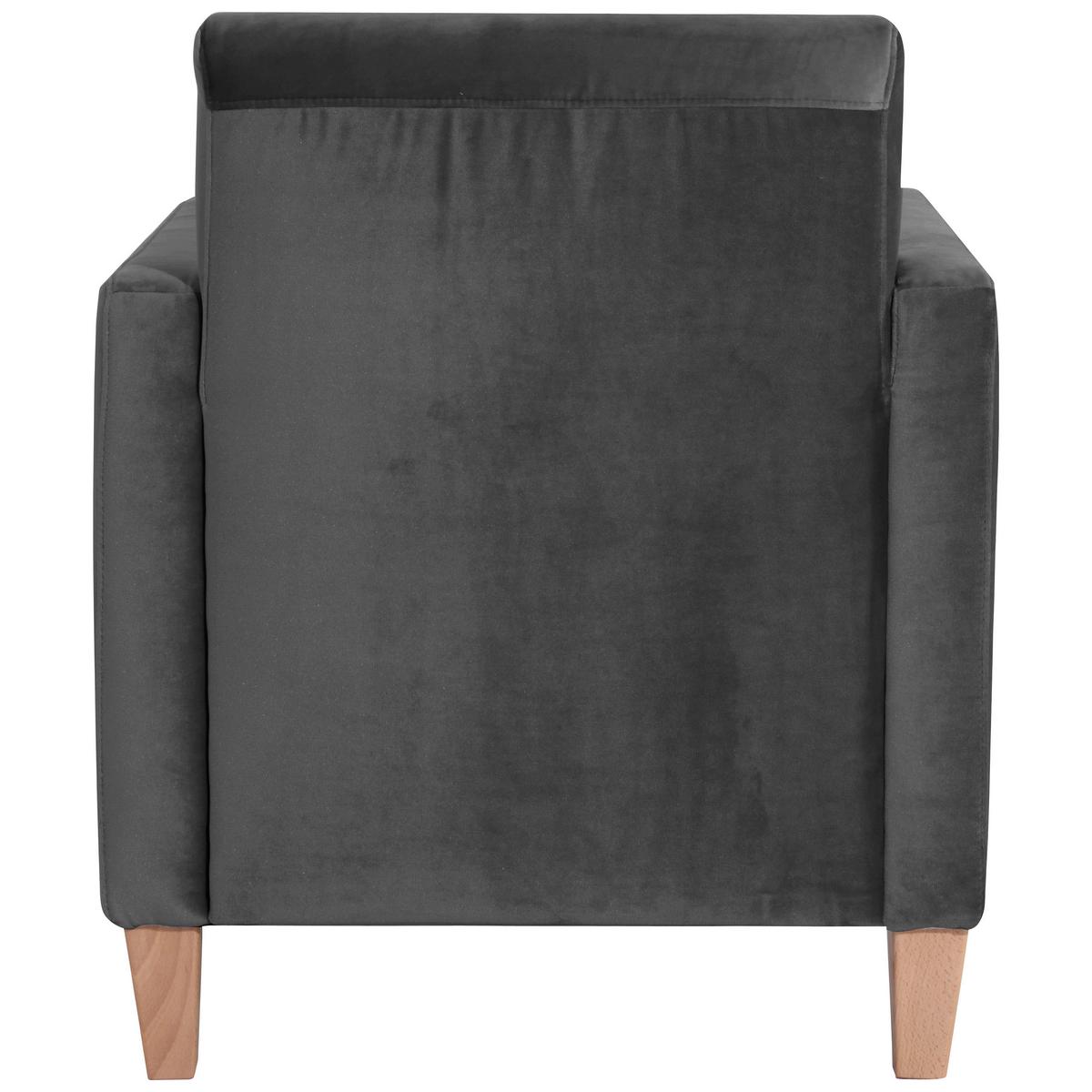 Polstersessel Mit Armlehnen Milla Samt/velours Anthrazit - Anthrazit/Naturfarben, Design, Textil (71/81/70cm) - Max Winzer
