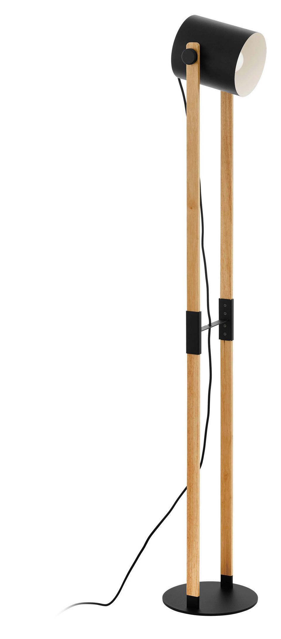 STOJACÍ LAMPA HORNWOOD - černá/krémová, Natur, kov/dřevo (23/140cm) - Eglo