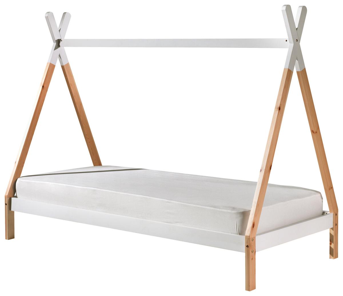 Hausbett Tipi Weiß/kieferfarbe 90x200cm - Weiß/Kieferfarben, MODERN, Holz (90/200cm) - MID.YOU