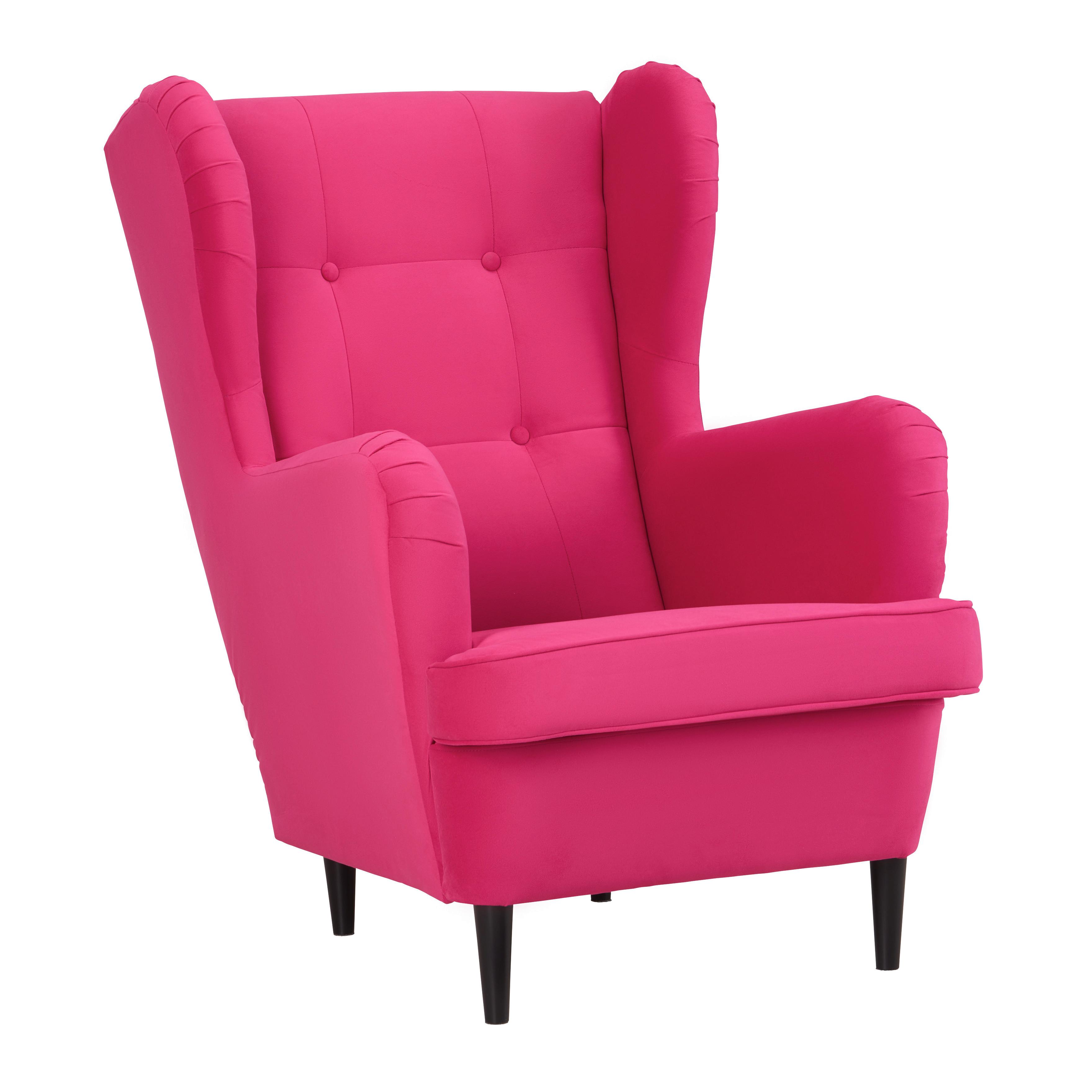 Křeslo OSKAR, růžový velur - pink/černá, dřevo/kompozitní dřevo (78/102/98cm) - Mömax
