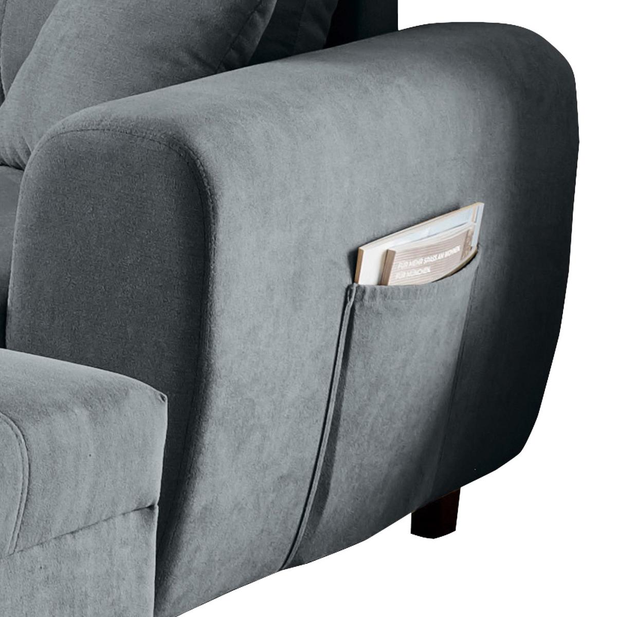 Ecksofa Inkl. Kissen + Hocker Lea, Polyester-Nylon - Anthrazit/Schwarz, Basics, Holzwerkstoff/Textil (176/248cm) - MID.YOU