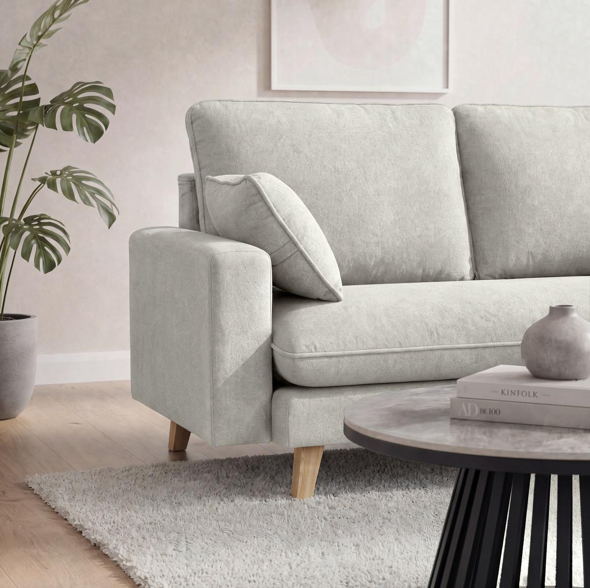 Sedacia súprava ILLA, svetlosivá - svetlosivá, Modern, drevo/textil (154/84/86cm) - Bessagi Home