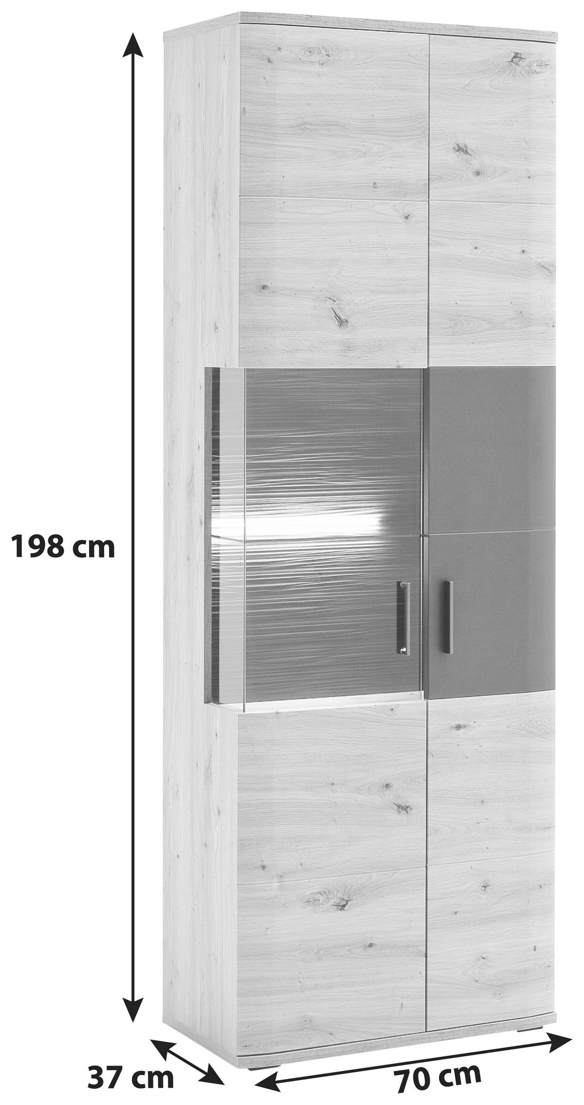 Vitrine B: 70 Cm Cortona Anthrazit/eichefarben - Eichefarben/Anthrazit, Design, Glas/Holzwerkstoff (70/198/37cm) - Livetastic