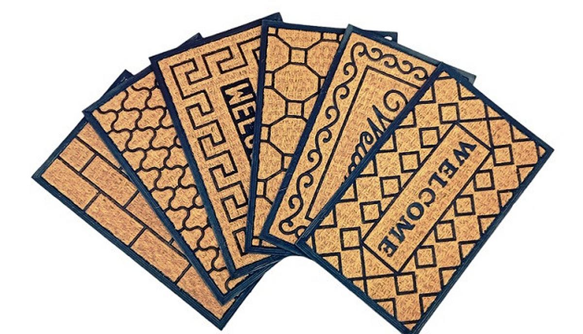 Lábtörlő Kb. 45/75cm - fekete/világosbarna, Basics, műanyag/természetes anyagok (45/75cm) - Best Price