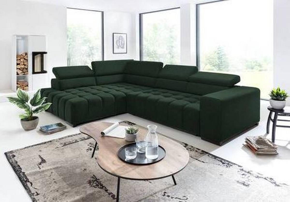 Eckschlafsofa Elias Neu Grün S: 201 cm - Schwarz/Grün, Design, Textil (201/307cm) - Livetastic