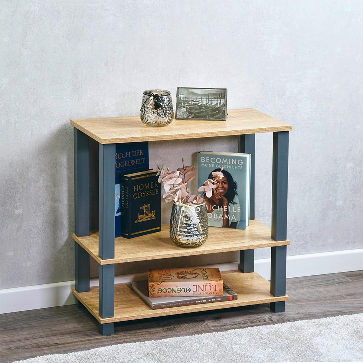 Regal Eiche Dekor, Grau, B: 60 Cm - Eichefarben/Grau, Basics, Holzwerkstoff (60/58,5/29,5cm) - Kesper