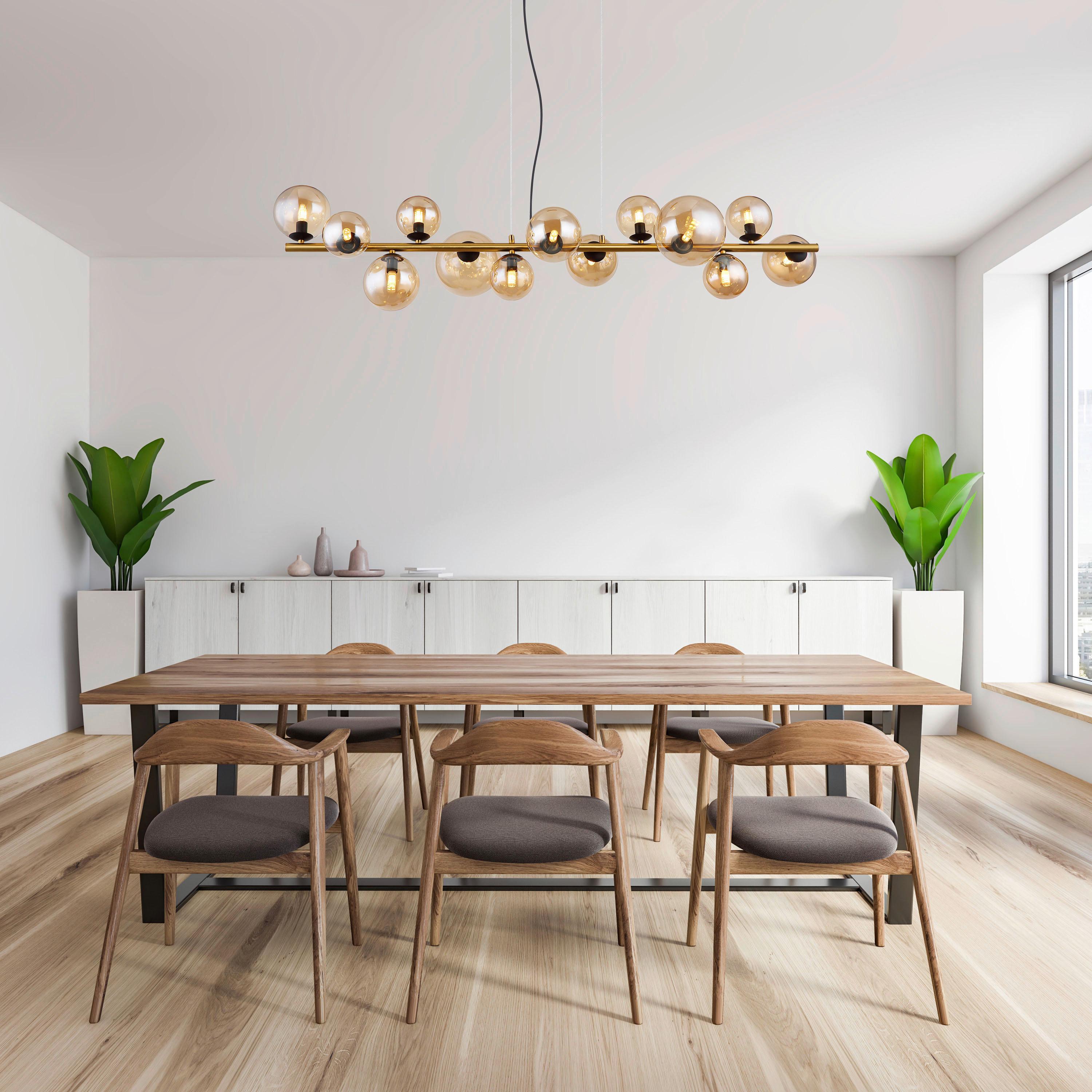 LED-Hängeleuchte 56135-13h - Transparent/Messingfarben, Design, Glas/Kunststoff (120/34,5/120cm) - Globo