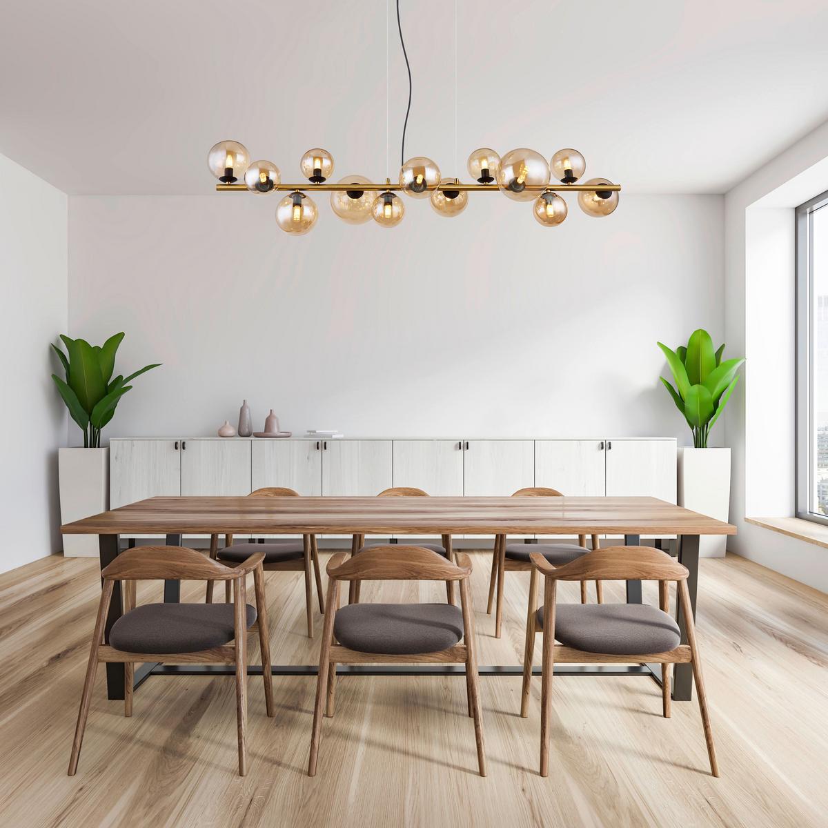 LED-Hängeleuchte 56135-13h - Transparent/Messingfarben, Design, Glas/Kunststoff (120/34,5/120cm) - Globo
