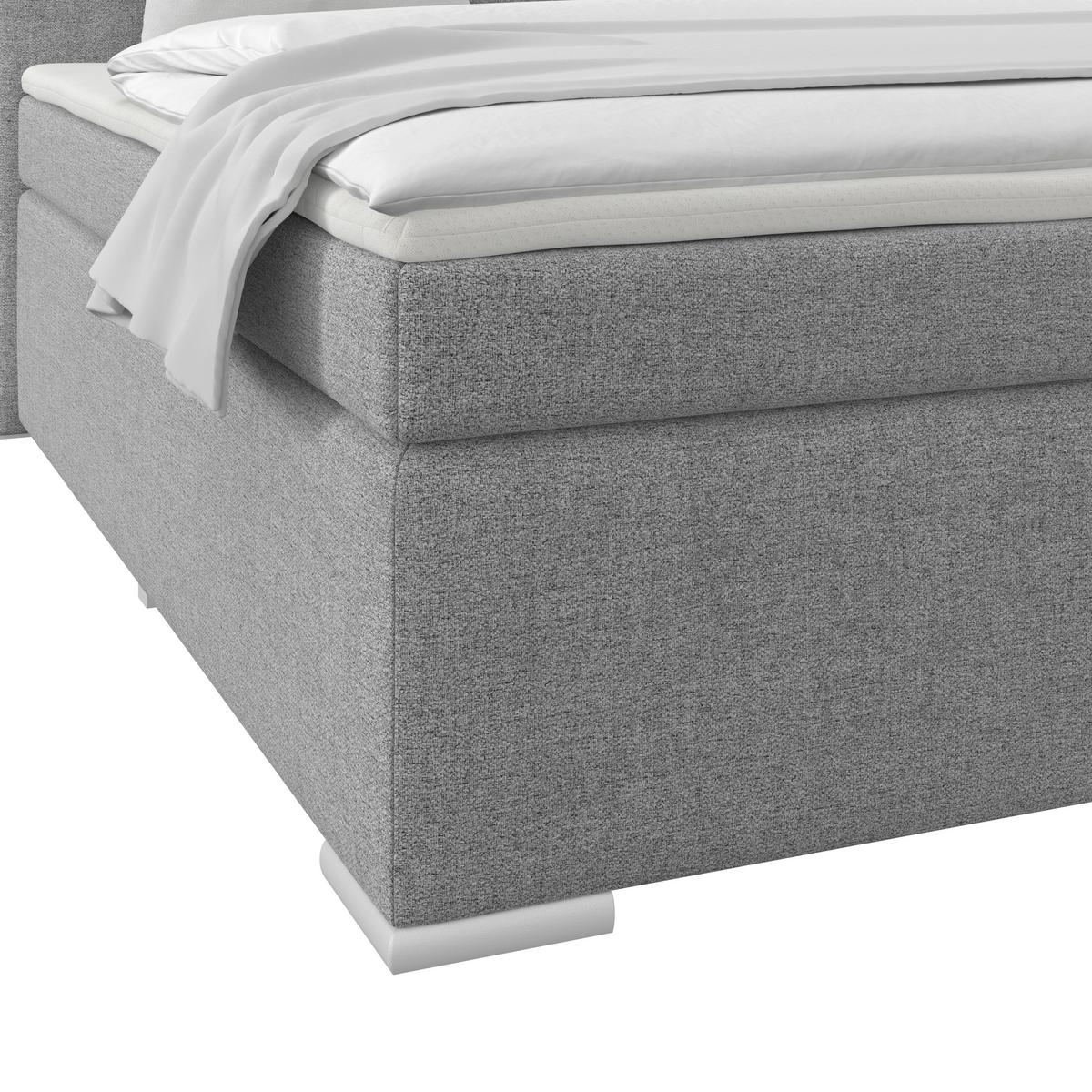 Boxspringbett Mira I Nordic, Lf: 160x200 Cm - Alufarben/Grau, Basics, Textil (160/200cm)