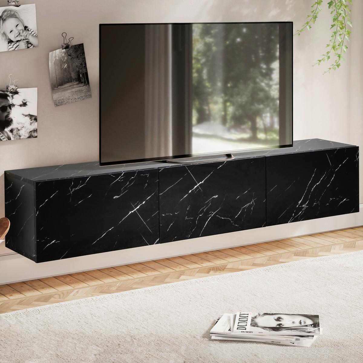 Lowboard Schwarz B: 160 cm - Schwarz, Design, Holzwerkstoff (160/30/30cm) - MID.YOU
