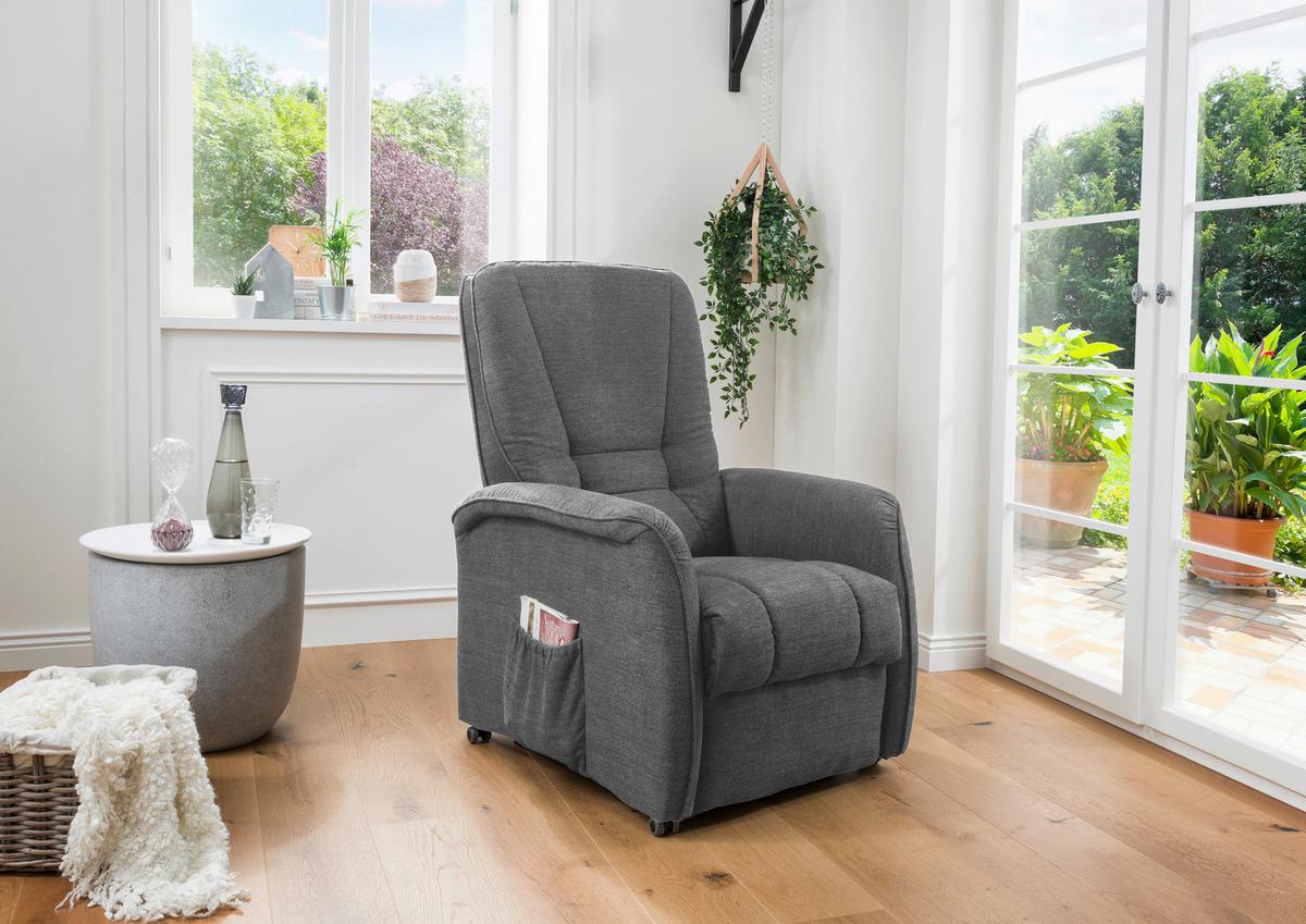 Fernsehsessel Harry Dunkelgrau B: 77 Cm - Dunkelgrün/Dunkelgrau, Design, Textil (77/107/88cm) - Livetastic