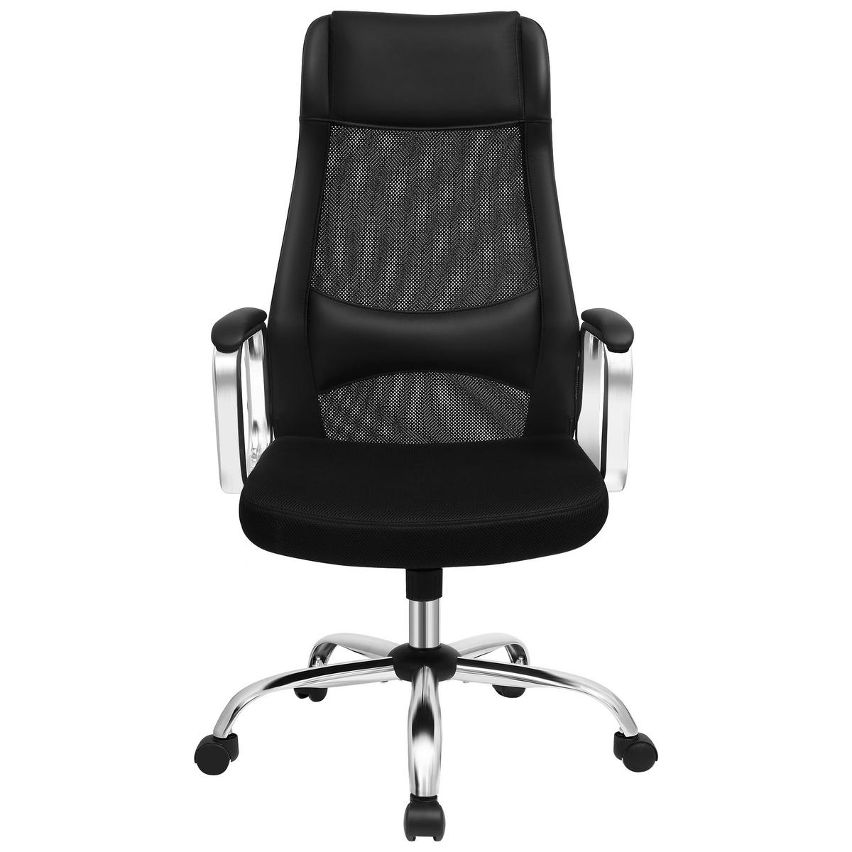 Drehstuhl Schwarz/chromfarben,bis 120 Kg - Chromfarben/Silberfarben, Basics, Kunststoff/Metall (60/113-123/53cm) - Boxxx