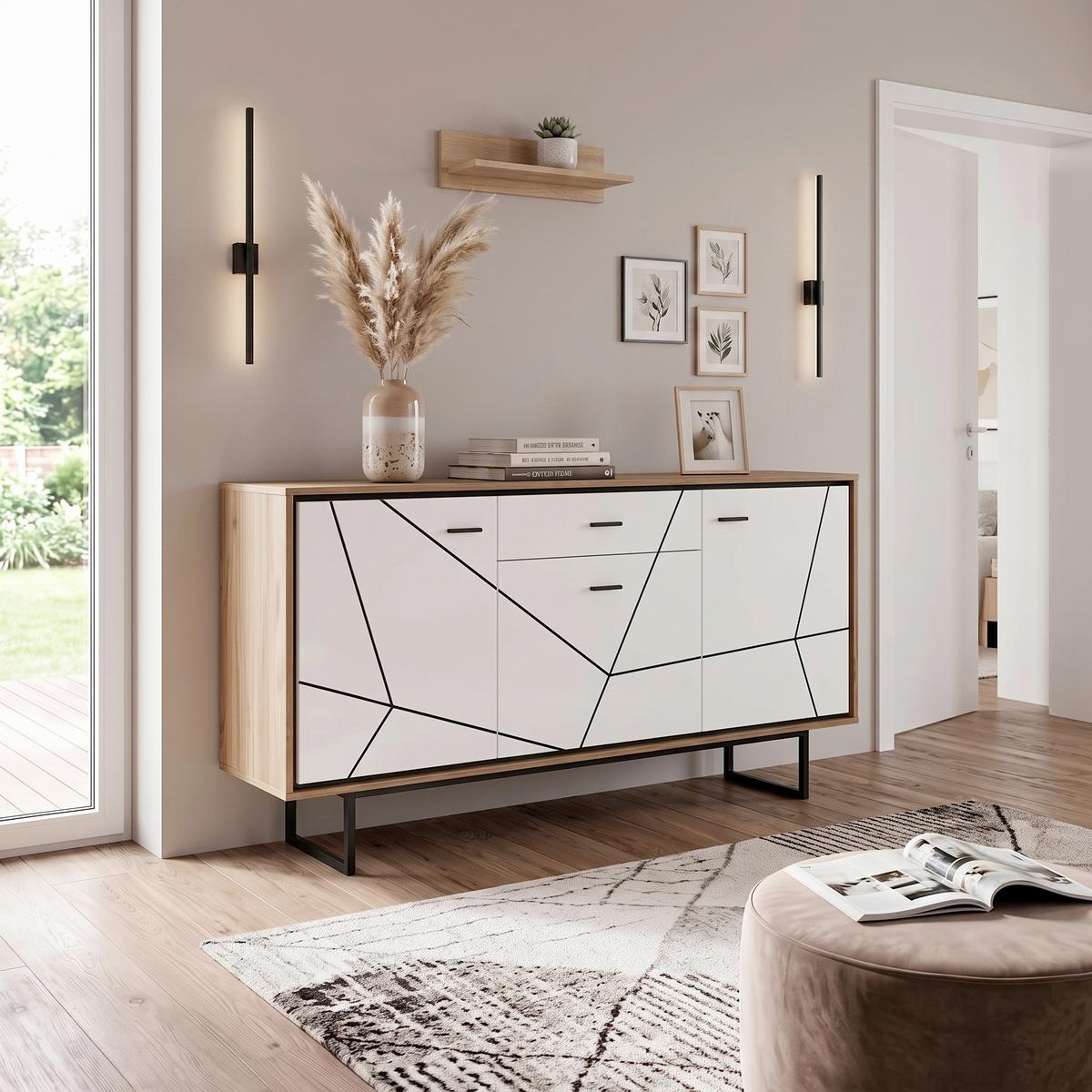 Kommode Brolo Catania Eiche/Schwarz B: 167cm - MODERN, Holzwerkstoff (167/90/40cm)