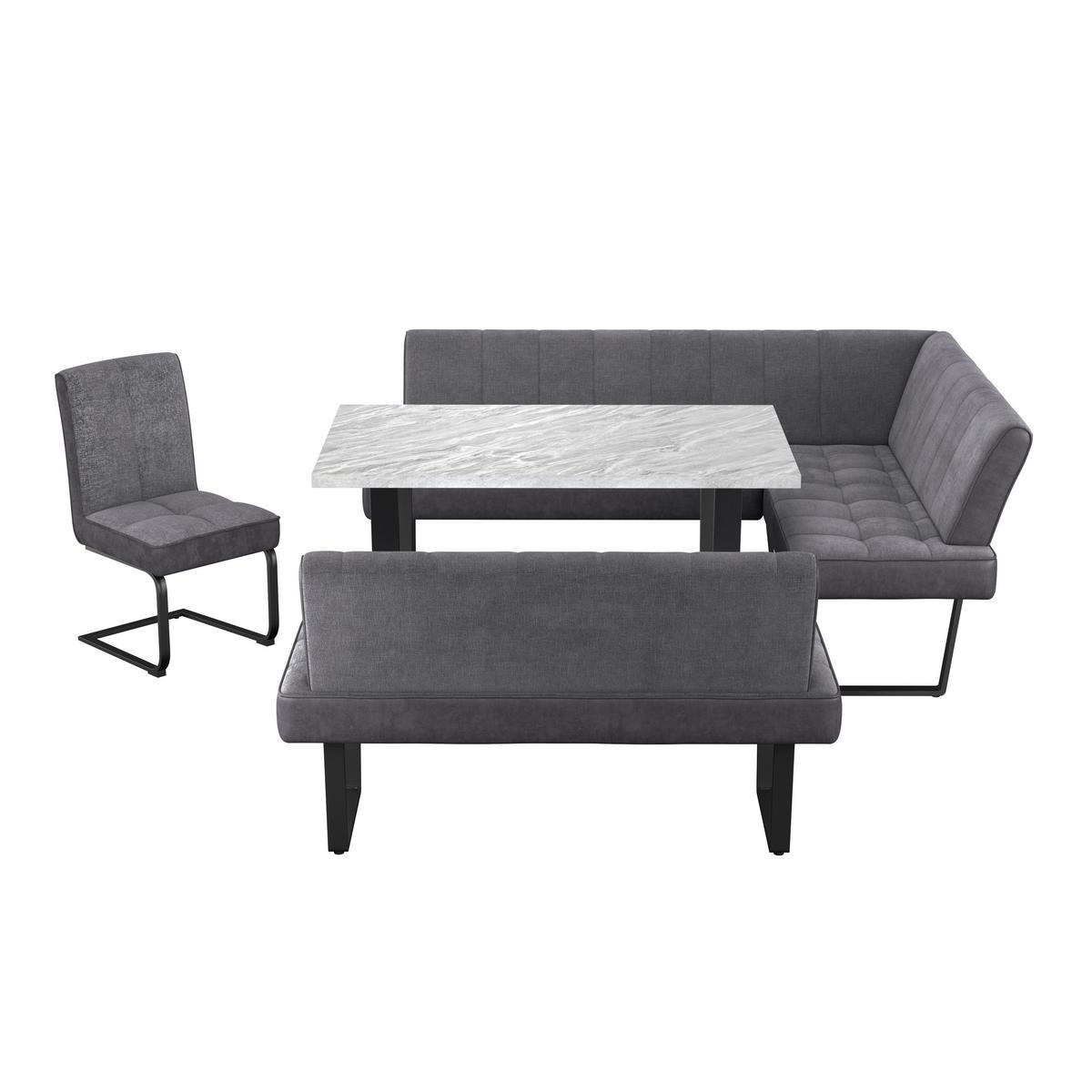 Eckbank Pag - Schwarz/Grau, KONVENTIONELL, Textil/Metall (200/160cm) - MID.YOU