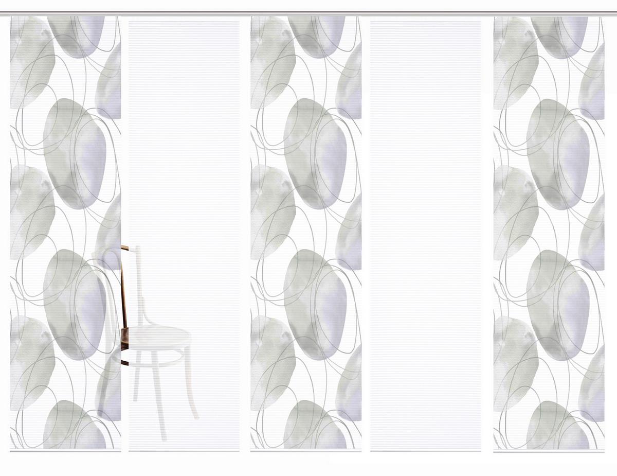 Flächenvorhang Ellrik 5er Set - Flieder/Weiß, Natur, Textil (60/245cm)