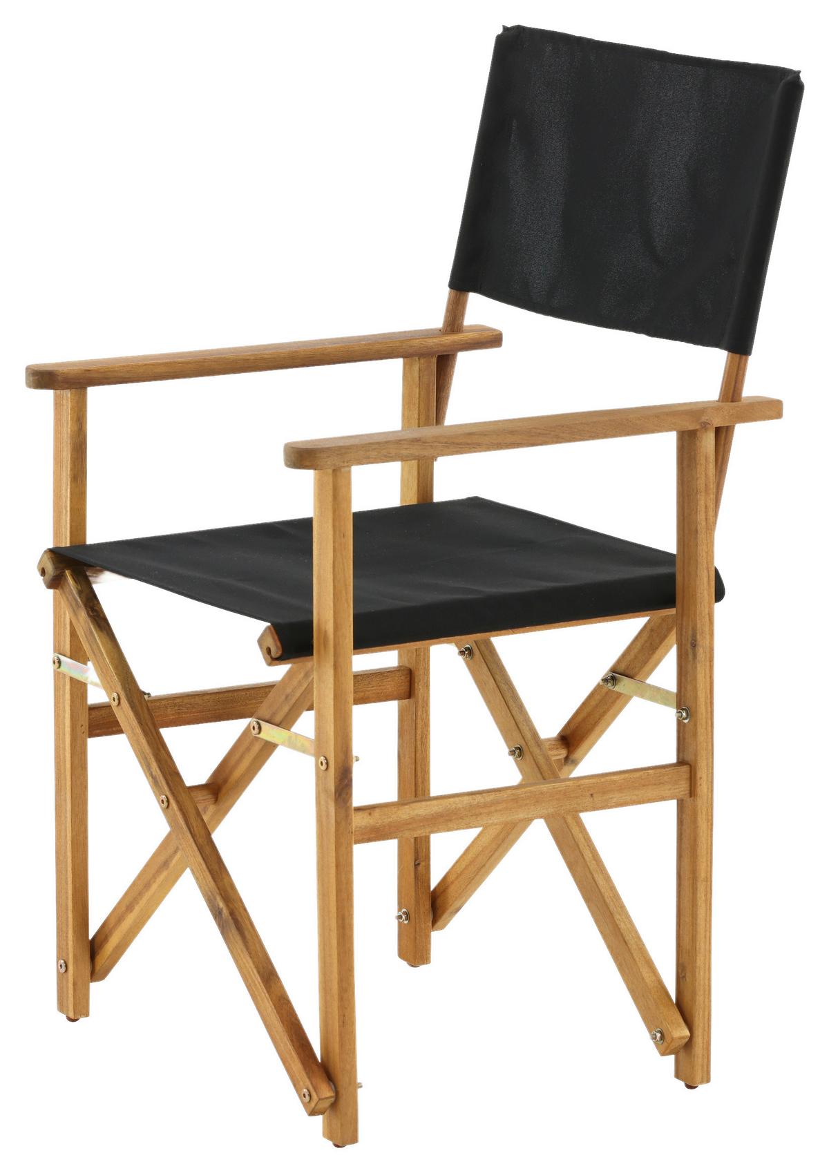 Klappstuhl Marion - Schwarz/Akaziefarben, KONVENTIONELL, Holz/Textil (53/90/55cm) - Gardenson