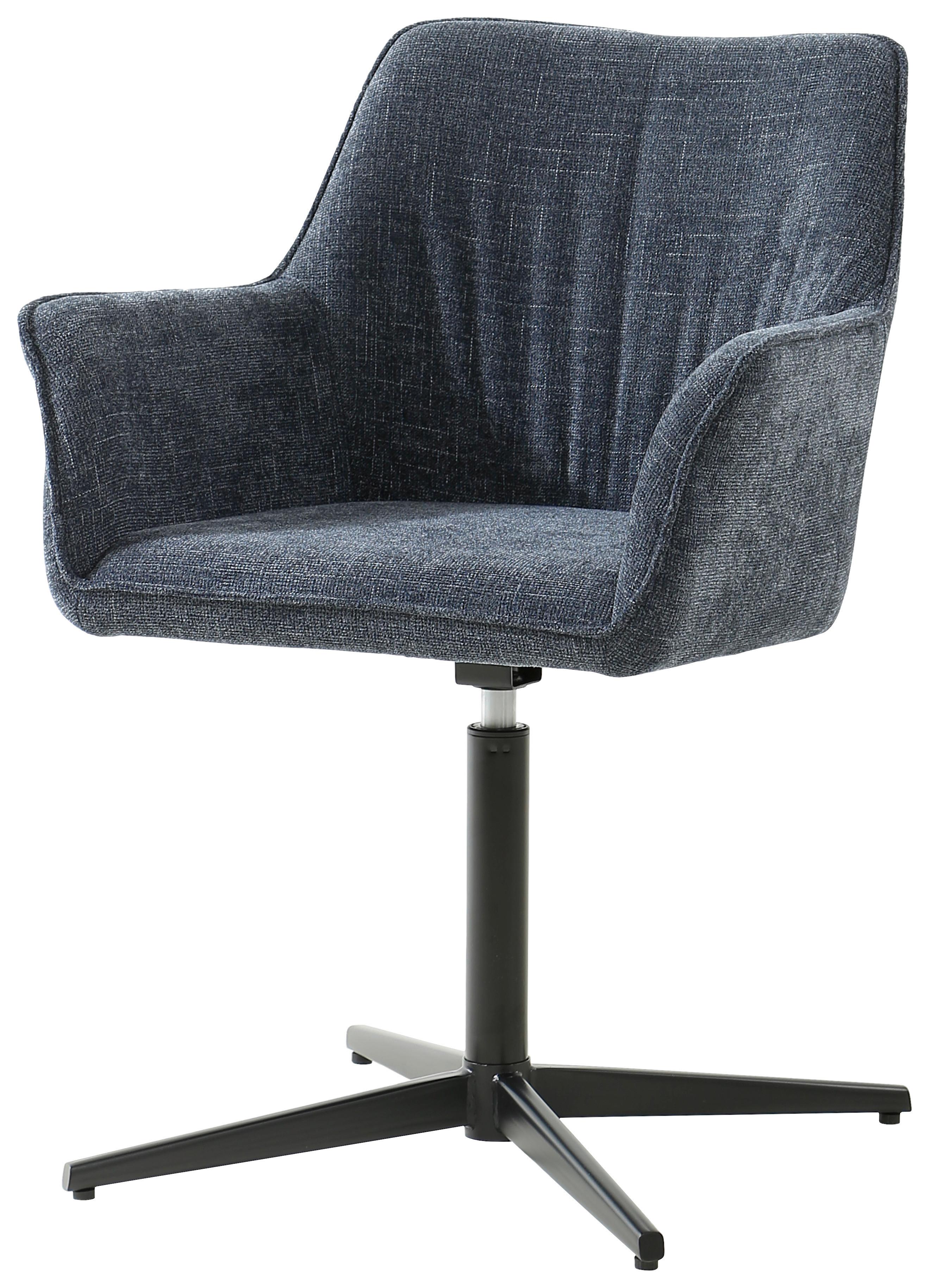 Armlehnstuhl Pat Blau/sitzfl. 360° Drehbar - Schwarz/Dunkelblau, KONVENTIONELL, Holz/Textil (60/86.5/61cm) - MID.YOU