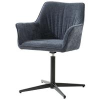 Armlehnstuhl Pat Blau/sitzfl. 360° Drehbar - Schwarz/Dunkelblau, KONVENTIONELL, Holz/Textil (60/86.5/61cm) - MID.YOU