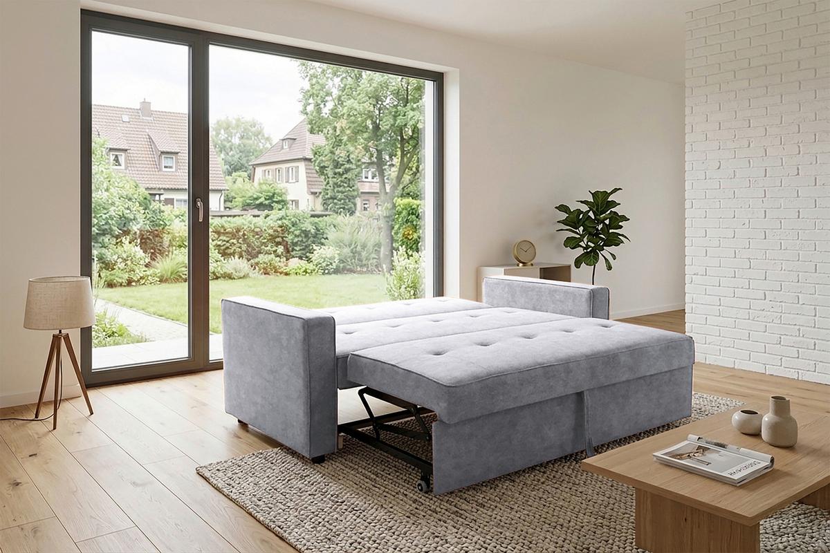 Schlafsofa Haze Hellgrau B: 162 cm - Hellgrau, Trend, Textil (162/90/89cm)