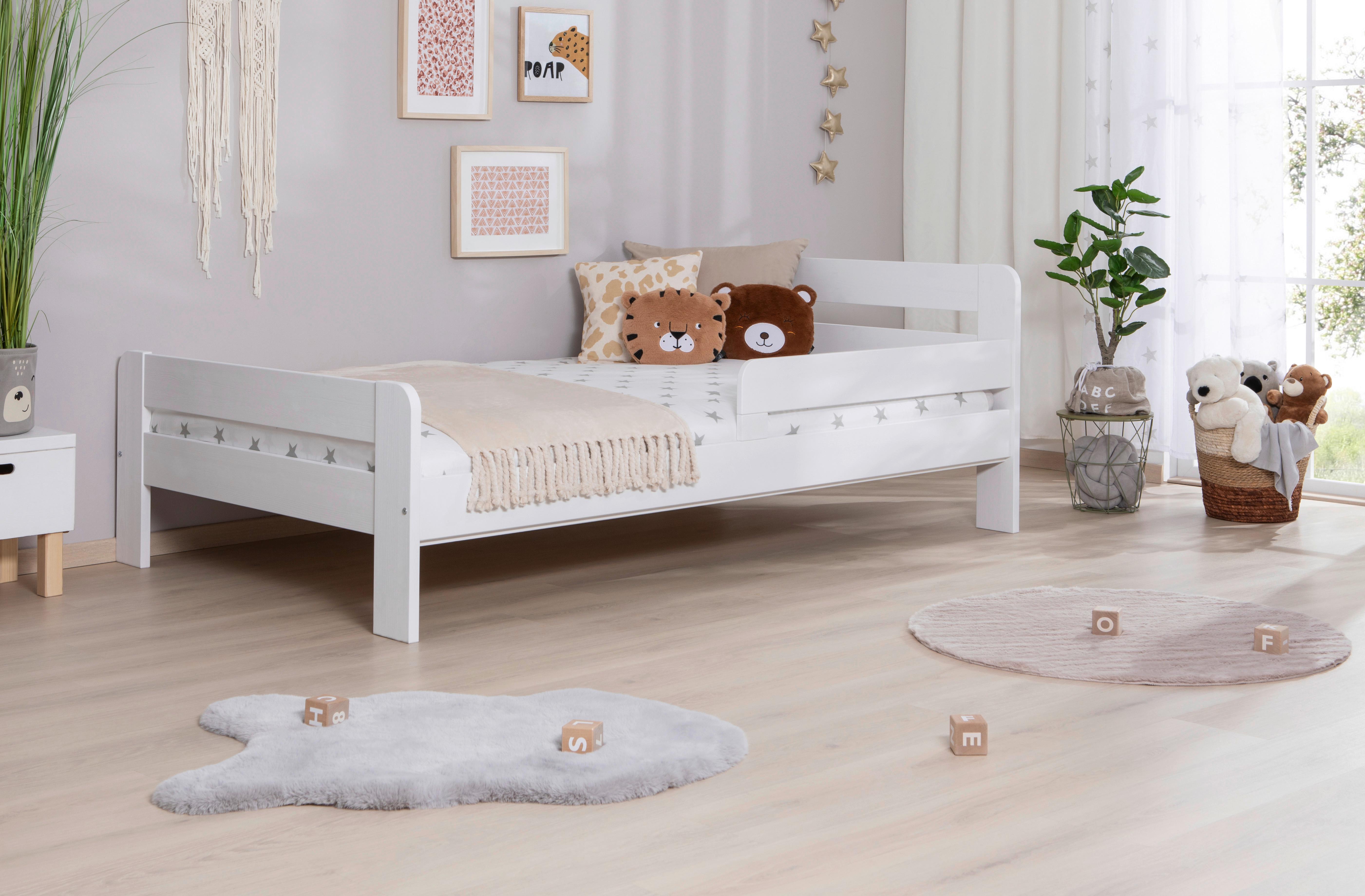 Bett Bennet Weiß Inkl. Absturzsicherung, 120x200 Cm - Weiß, MODERN, Holz/Textil (120/200cm) - MID.YOU