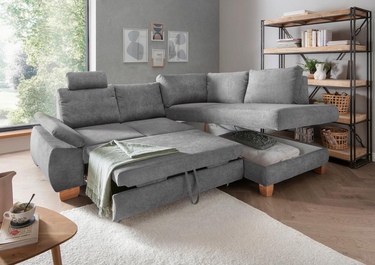 Eckschlafsofa Positano, Grau S: 261x206 Cm - Wildeiche/Grau, MODERN, Textil (261/206cm) - Livetastic