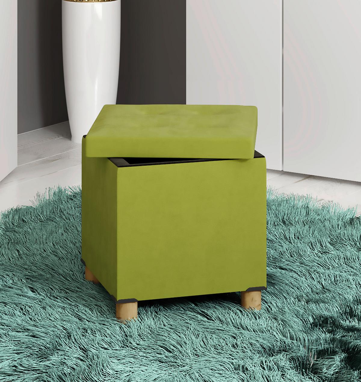 Sedací box SIZOS M zelená - zelená/hnědá, Moderní, kompozitní dřevo/textil (38/40/38cm) - MID.YOU