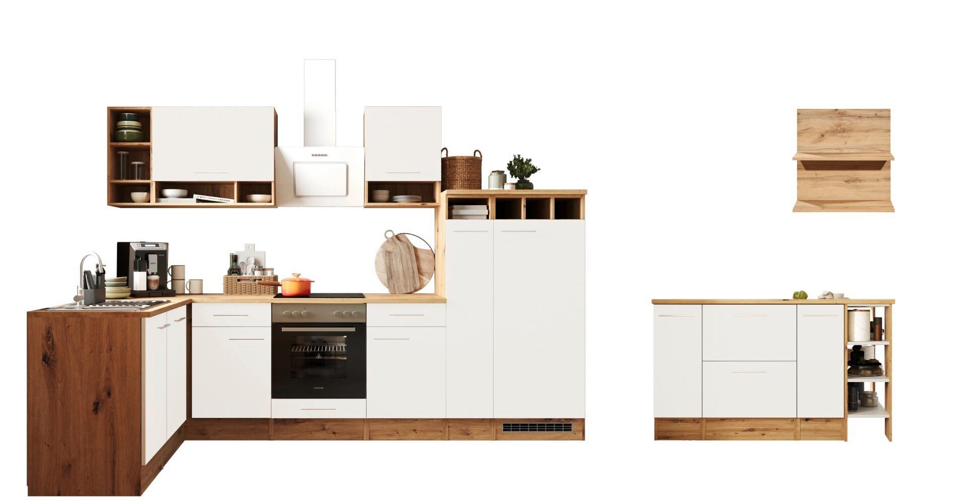 Eckküche Hilde Winkelküche 310 cm - Wildeiche/Eichefarben, Design, Holzwerkstoff (310/172cm) - Respekta
