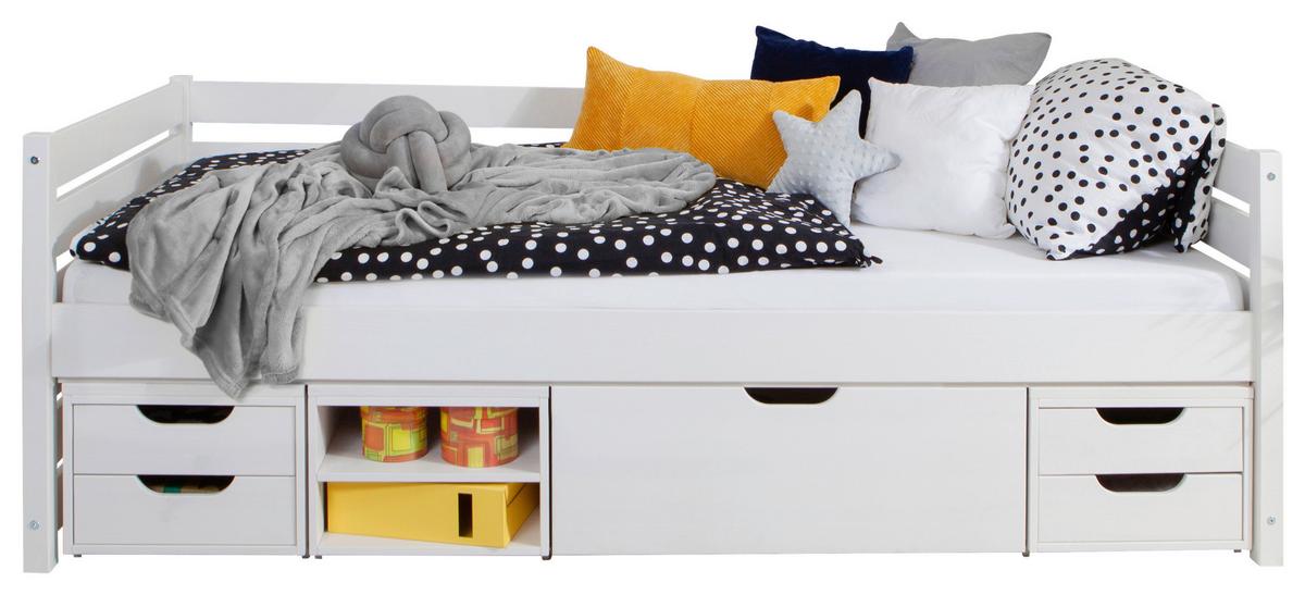 Stauraumbett Naomi - Weiß, MODERN, Holz (90/200cm) - MID.YOU