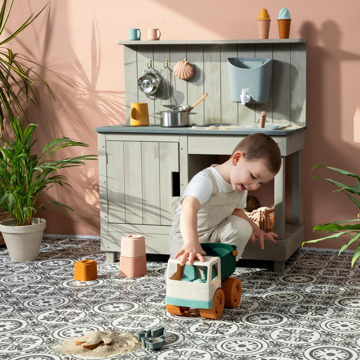 Matschküche Muddy Buddy - Hellgrau, Basics, Holz (80/40/90cm) - MUDDY BUDDY