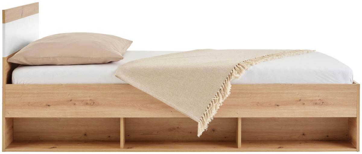 Bett Basic Two - Weiß/Eiche Artisan, KONVENTIONELL, Holzwerkstoff (90/200cm)