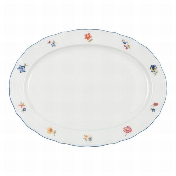 Servierplatte Rund Porzellan Sonate 31x23 cm mit Blumendekor - Blau/Weiß, KONVENTIONELL, Keramik (31/23/2cm) - Seltmann Weiden