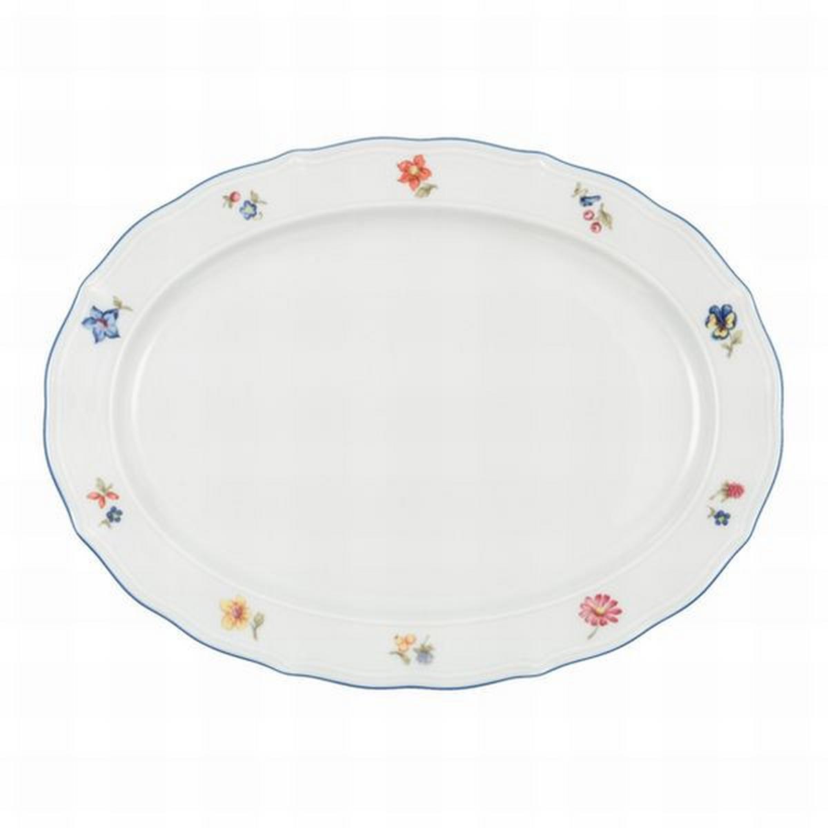 Servierplatte Rund Porzellan Sonate 31x23 cm mit Blumendekor - Blau/Weiß, KONVENTIONELL, Keramik (31/23/2cm) - Seltmann Weiden