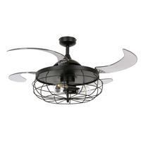 Deckenventilator Fanaway Industri Schwarz 4-Flügel - Transparent/Schwarz, Design, Kunststoff/Metall (122/50cm) - P & B